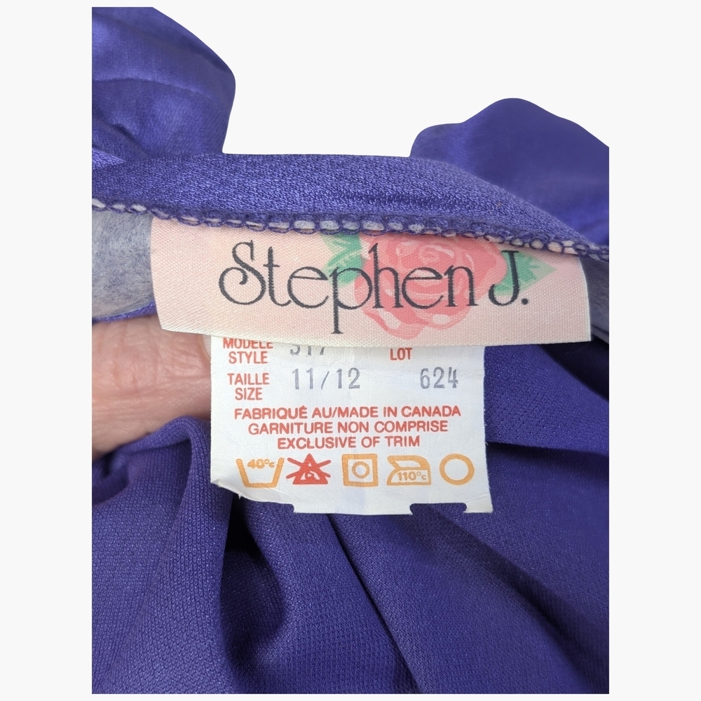 Vintage 1980s Purple Ruched Belted Midi Dress | Made in Canada | Size Medium - Picture 7 of 8